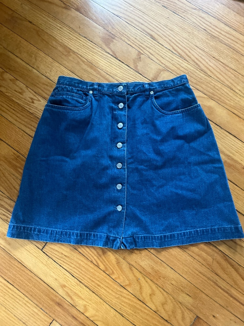 Talbots classic button front denim skirt size1 4